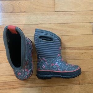 Bogs Gray and Pink Rain & Snow Boots